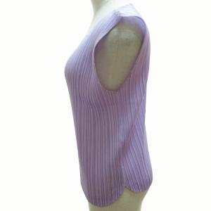 PLEATS PLEASE ISSEY MIYAKE イッセイミヤケ 16SS プリーツノースリーブカットソー Tシャツ ブラウス 紫 パープル 3 約Lサイズ PP61-JK206