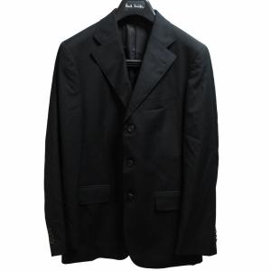 PAUL SMITH デルフィノ地 美品 スーツ セットアップ ビジネス フォーマル ウールテーラードジャケット パンツ 黒 ブラック Lサイズ