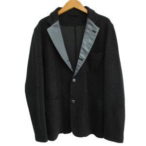 美品 近年 ウール混 テーラードジャケット ブレザー ラペル切替 シングル 3B ダークグレー 2 約Mサイズ UE-145015