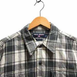 POLO SPORT ラルフローレン RALPH LAUREN チェックシャツ カジュアル 長袖 Mサイズ 白 黒 ホワイト ブラック 0619