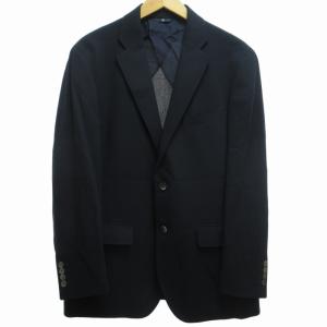 LANVIN 美品 近年モデル セットアップ パンツスーツ ビジネス フォーマル ジャケット 2B 裾ダブル 紺 ネイビー 上 R50 約XLサイズ