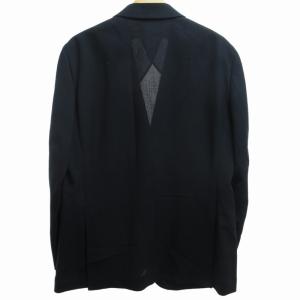 LANVIN 美品 近年モデル セットアップ パンツスーツ ビジネス フォーマル ジャケット 2B 裾ダブル 紺 ネイビー 上 R50 約XLサイズ