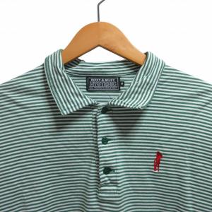 HYSTERIC GLAMOUR HYS ポロシャツ カットソー ボーダー柄 ロゴ刺? 02221CH01 半袖 緑 グリーン Mサイズ 0602