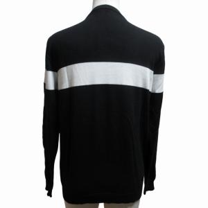 BALMAIN ロゴニット セーター バイカラー 長袖 黒 白 ブラック ホワイト 14A 約M-Lサイズ 0611 IBO52