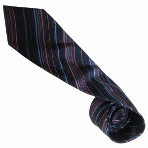 美品 ネクタイ LV シルク レジメンタルストライプ 紺 ネイビー系 0606 IBO52