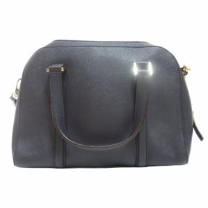 レザー 2WAY ショルダーバッグ ハンドバッグ ゴールド金具 紺 ネイビー 