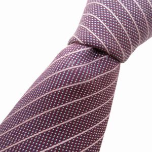 ネクタイ LVロゴ レジメンタルストライプ ドット柄 シルク 紫 パープル 0619 IBO52