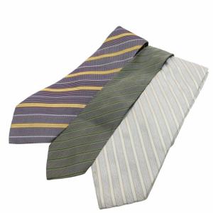 VLENTENO ヴァレンティノ他 美品 シルク ネクタイ3本セット まとめて ストライプ柄 銀 紫  グリーン系 IBO52