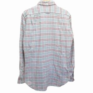 THOM BROWNE フランネルシャツ ボタンダウン チェック柄 USA製 グレー 赤 レッド 3 約L 0619 IBO52