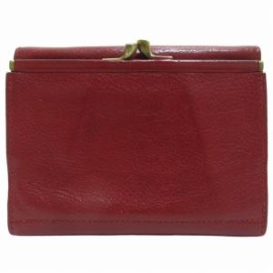 IL BISONTE 二つ折り財布 ウォレット レザー ゴールドロゴ金具 赤 レッド 0615 IBO52