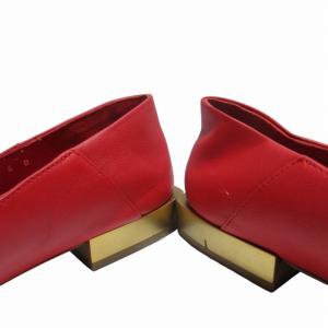 Salvatore Ferragamo ガンチーニ レザーパンプス スリッポン ローファー ゴールド金具 赤 レッド 6D 約23?p 0617  IBO52