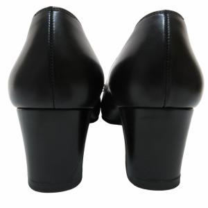 Salvatore Ferragamo ヴァラリボン パンプス B56RA ヒールシューズ クロコ型押し ゴールド金具 ブラック 6D 23.5?p IBO52 0617