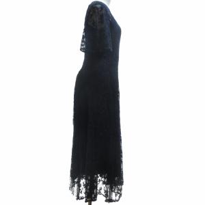 SNIDEL 美品 19AW レースエンブロイダリプリーツドレス キャミワンピース レース プリーツ シースルー 紺 ネイビー 1 約Mサイズ