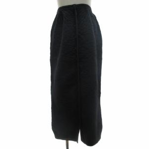 アシャ バイ エムディーエス ASHA BY MDS ロングスカート ゴムウエスト くるみボタン 刺し子 縮絨 黒 ブラック