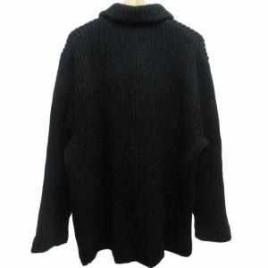 A.P.C. 90s ヴィンテージ ウールニットロングカーディガン セーター フランス製 黒 ブラック 約L-XLサイズ 0612 IBO52