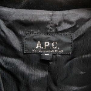 A.P.C. 90s ヴィンテージ ベルベット テーラードジャケット ブレザー 3B ダブルブレスト センターベント フランス製 黒 ブラック