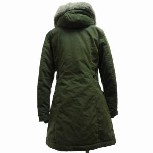 Barbour ファイバーダウンコート モッズコート ミリタリージャケット 切替 ボア カーキ 緑系 34 約XS-Sサイズ 0612 IBO52
