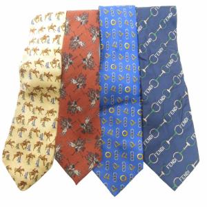 CELINE グッチ フェンディ クリスチャンディオール ネクタイ 4点セット まとめて 総柄 青 赤 紺 黄色 IBO52 AA 0614