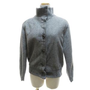 90s ヴィンテージ ウール ニットジャケット カーディガン 裏地キルティング 7 約Sサイズ グレー IBO52 0611