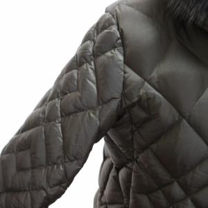 Leilian 美品 フォックスファー ダウンコート キルティング 茶 ブラウン 9 約Mサイズ 0614