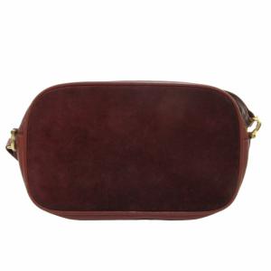 Cartier マストライン ヴィンテージ レザー ショルダーバッグ クロスボディ スエード ゴールド金具 円形 斜め掛け 赤 レッド 0613