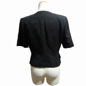 Christian Dior スカートスーツ セットアップ フォーマル ジャケット 総柄 半袖 11号 約Lサイズ 黒 ブラック 0624