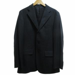 PAUL SMITH ゼニア地 起毛ウール シングルスーツ セットアップ 3B サイドベンツ ストライプ L ブラック