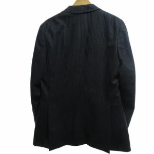 PAUL SMITH ゼニア地 起毛ウール シングルスーツ セットアップ 3B サイドベンツ ストライプ L ブラック