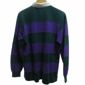 Brooks Brothers ヴィンテージ ラガーシャツ ポロシャツ ラグビー ロゴワッペン 長袖 ボーダー 緑 グリーン 紫 Mサイズ 0624 IBO52