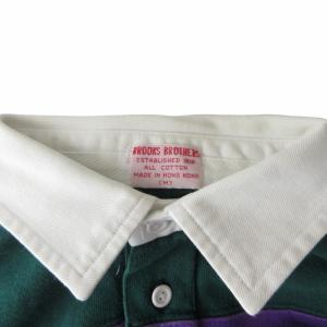Brooks Brothers ヴィンテージ ラガーシャツ ポロシャツ ラグビー ロゴワッペン 長袖 ボーダー 緑 グリーン 紫 Mサイズ 0624 IBO52