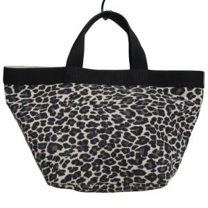 Hervé Chapelier ナイロン ハンドバッグ ミニトート ヒョウ柄 ベージュ×ブラック