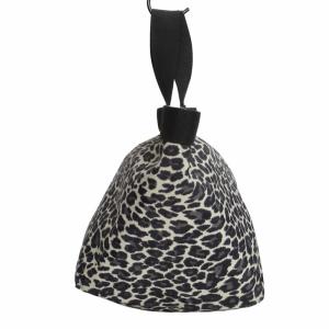 Hervé Chapelier ナイロン ハンドバッグ ミニトート ヒョウ柄 ベージュ×ブラック