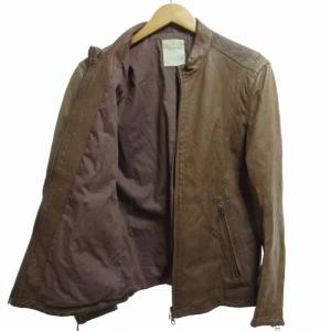 STUDIOUS シングルライダース レザージャケット 豚革 M 茶 ブラウン