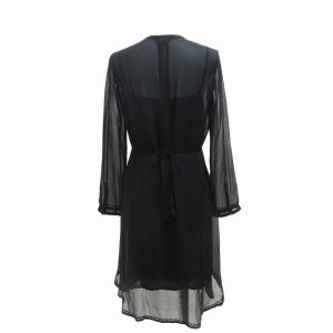 agnes b. 美品 シアーワンピース シースルー ひざ丈 長袖 黒 ブラック 38 約Mサイズ 0707