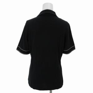 Salvatore Ferragamo ニットポロシャツ カットソー 金ボタン 袖切替 半袖 XS 黒 ブラック GY31