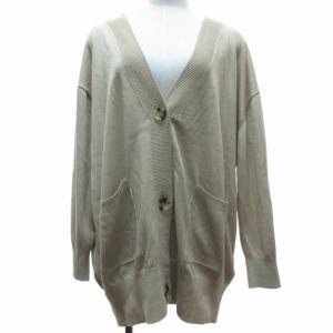 23SS リネン混 オーバーサイズリブカーディガン Vネック フロントポケット ベージュ F フリーサイズ 0712