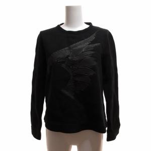 スウェット トレーナー ロゴワッペン イタリア製 プルオーバー 黒 ブラック Lサイズ STK 0830