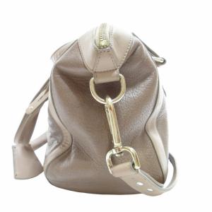 JIMMY CHOO レザー 2WAY ショルダーバッグ ハンドバッグ カデナ 南京錠 ゴールド金具 裏地スエード 茶 ブラウン 0808