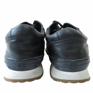 TORY BURCH レザー スニーカー ウォーキングシューズ パンチング 花柄 6M 約23.5cm 黒 ブラック IBO54 0803