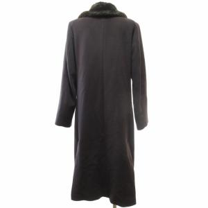 agnes b. 美品 フランス製 アンゴラ ウール チェスターコート ファー 切替 3B ロング 茶 ブラウン 42 約Lサイズ IBO54