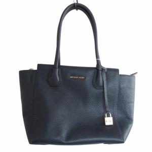 美品 2WAY ハンドバッグ ショルダーバッグ カデナ レザー 紺 ネイビー 0802 IBO54