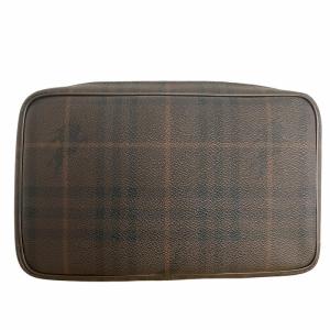 BURBERRY LONDON 美品 ポーチ ノバチェック シャドーホース クラッチバッグ PVC×レザー シルバー金具 茶 ブラウン IBO54 0801