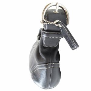 COACH 美品 レザー セミショルダーバッグ ハンドバッグ ワンショルダー ステッチ シルバー金具 黒 ブラック 9541 GY99
