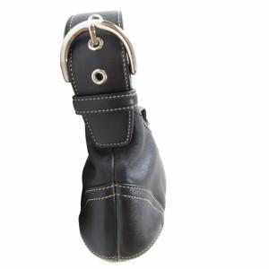 COACH 美品 レザー セミショルダーバッグ ハンドバッグ ワンショルダー ステッチ シルバー金具 黒 ブラック 9541 GY99