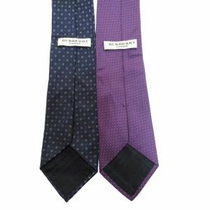BURBERRY LONDON ネクタイ レギュラータイ 4本セット まとめて シルク ポニー柄 ドット柄 総柄 ネイビー系 パープル IBO52 0828