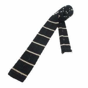 ネクタイ ニットタイ バイカラー ボーダー 黒 ブラック 白 ホワイト IBO52 0809