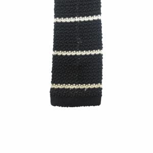 RALPH LAUREN ネクタイ ニットタイ バイカラー ボーダー 黒 ブラック 白 ホワイト IBO52 0809