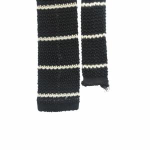 RALPH LAUREN ネクタイ ニットタイ バイカラー ボーダー 黒 ブラック 白 ホワイト IBO52 0809