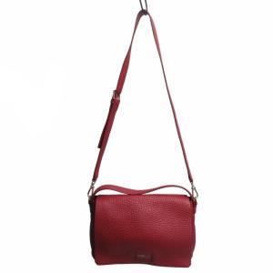 FURLA 2WAY ハンドバッグ ショルダー シボレザー スクエア 赤 レッド IBO54 0809