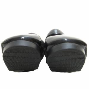 Salvatore Ferragamo エナメル ヴァラリボン バレエシューズ フラットシューズ 切替 ラメ ラウンドトゥ 黒 ブラック 5.5 約22?p IBO54